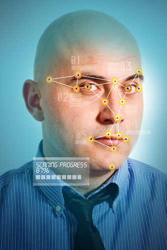 Facial scanning of man