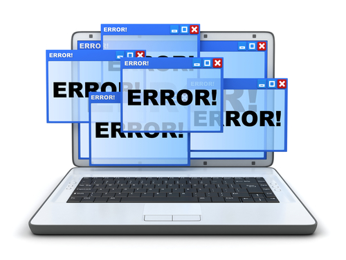 Laptop with error messages