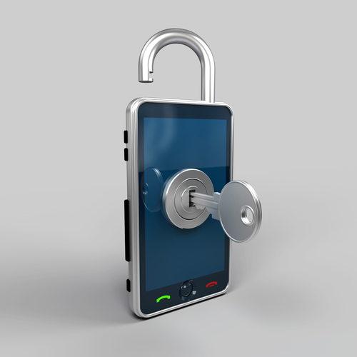 Key in lock on smartphone