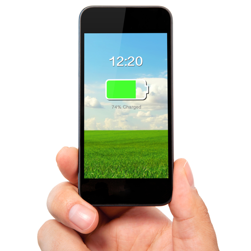 Smartphone with battery icon