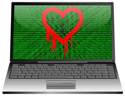 Heartbleed logo on laptop