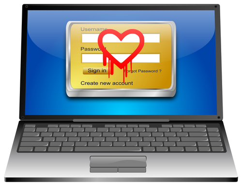 Heartbleed symbol on laptop