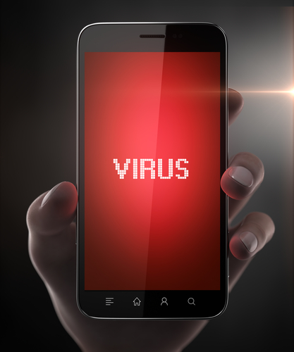 Virus shown on smartphone screen