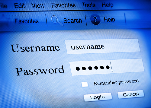 Log in screen